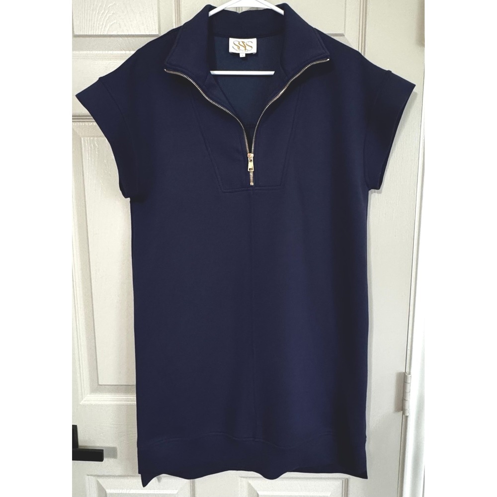 SSYS The Label Navy Blue Quarter Zip Mini Dress Size Small Tennis Athleisure
